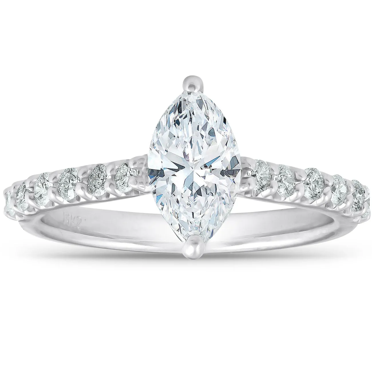 1 1/3 ct TDW Marquise Diamond Engagement Ring Side Stones