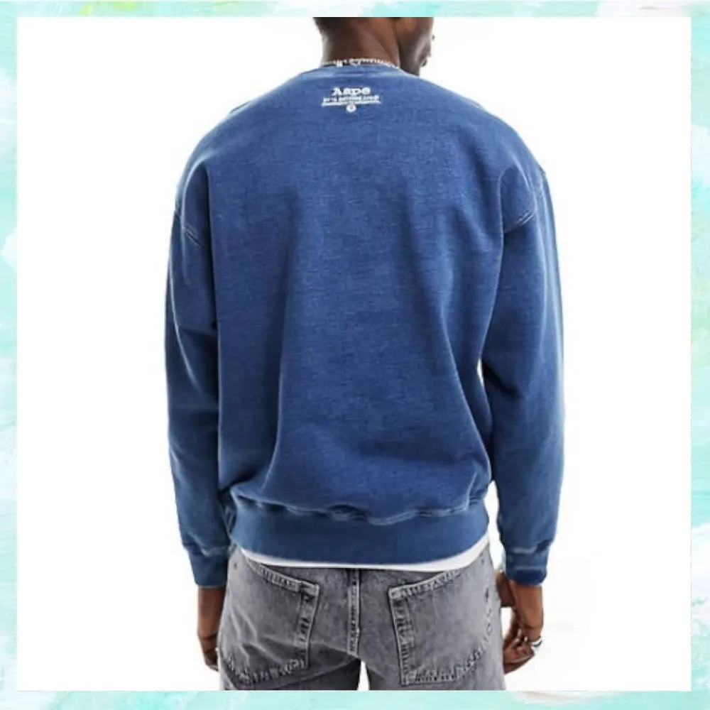 A BATHING APE  |Crew Neck Pullovers Street Style Long Sleeves Plain Cotton