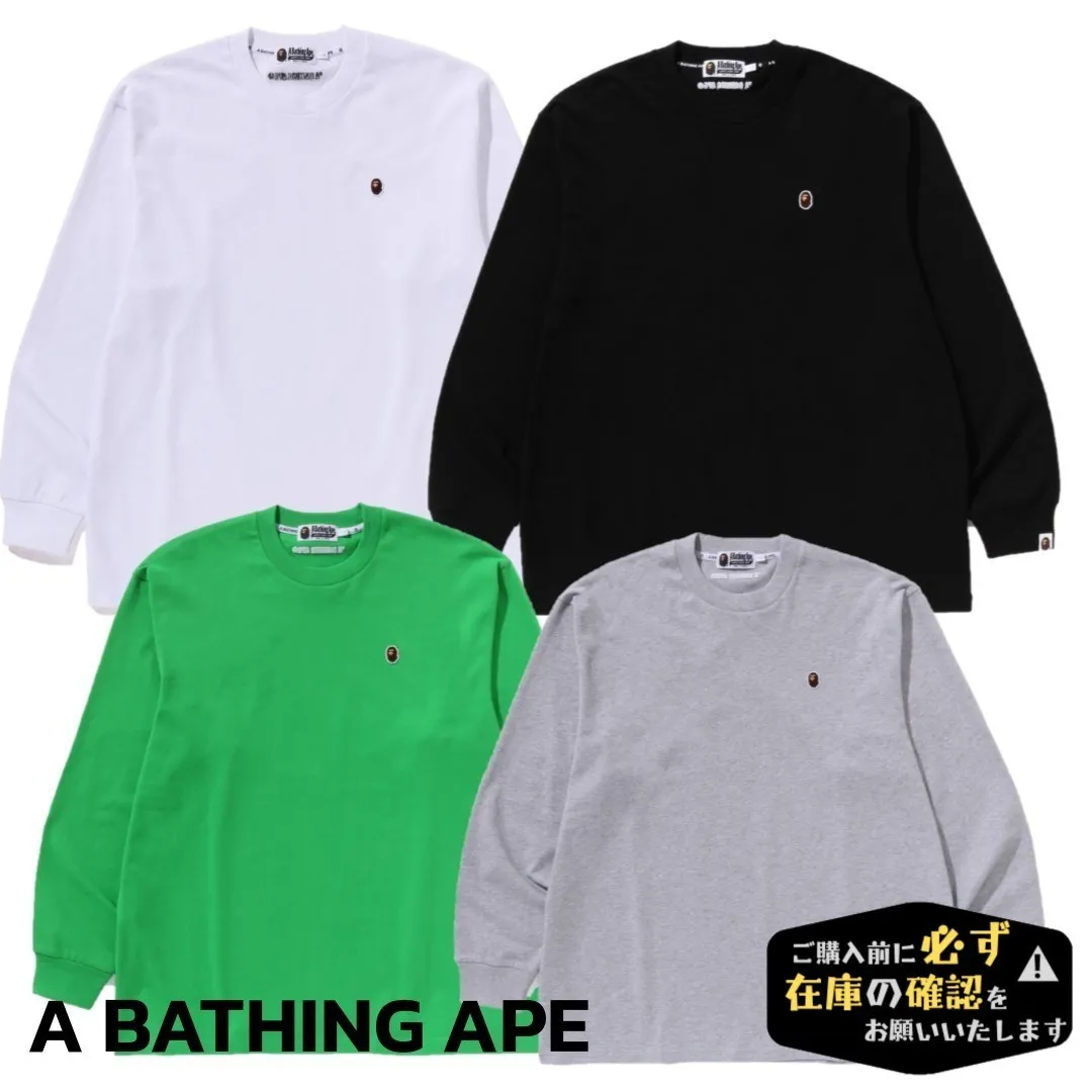 A BATHING APE  |Crew Neck Pullovers Street Style U-Neck Long Sleeves Plain