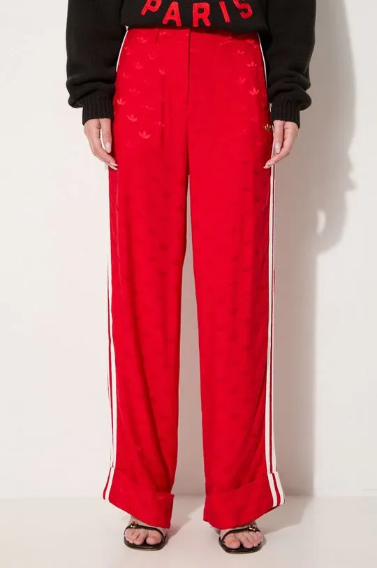 adidas Originals trousers Jaquard Pant women's red color JJ2172