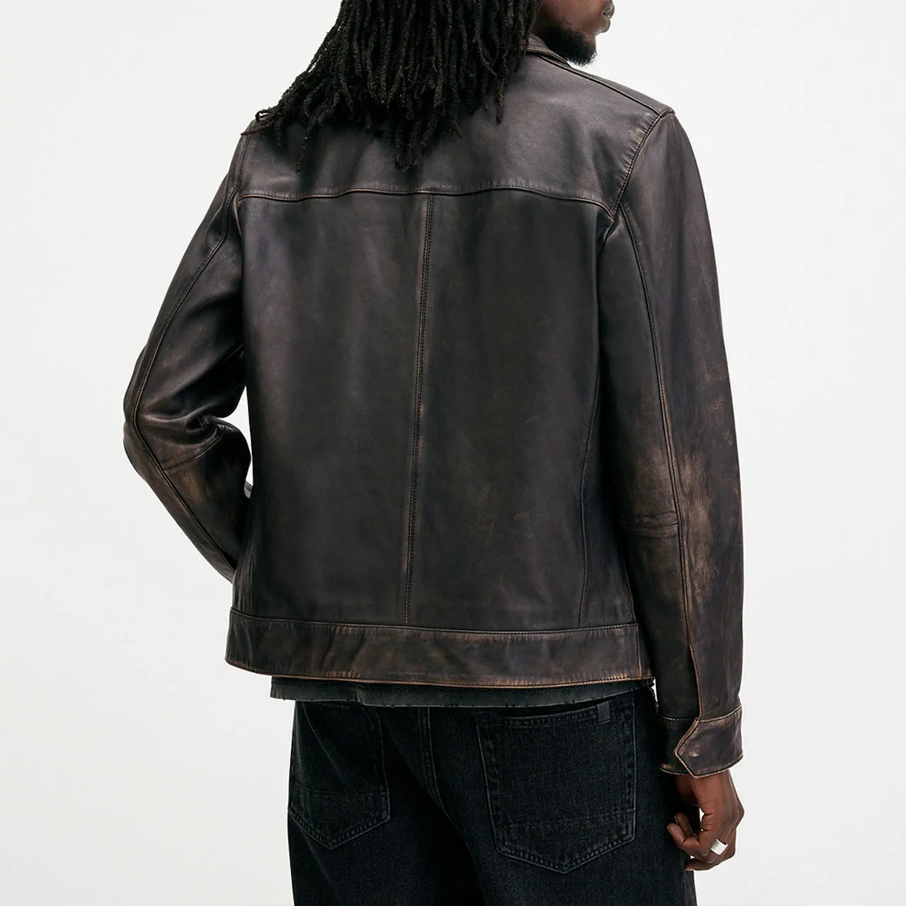 ALLSAINTS Alkan Two-Tone Leather Jacket - Black