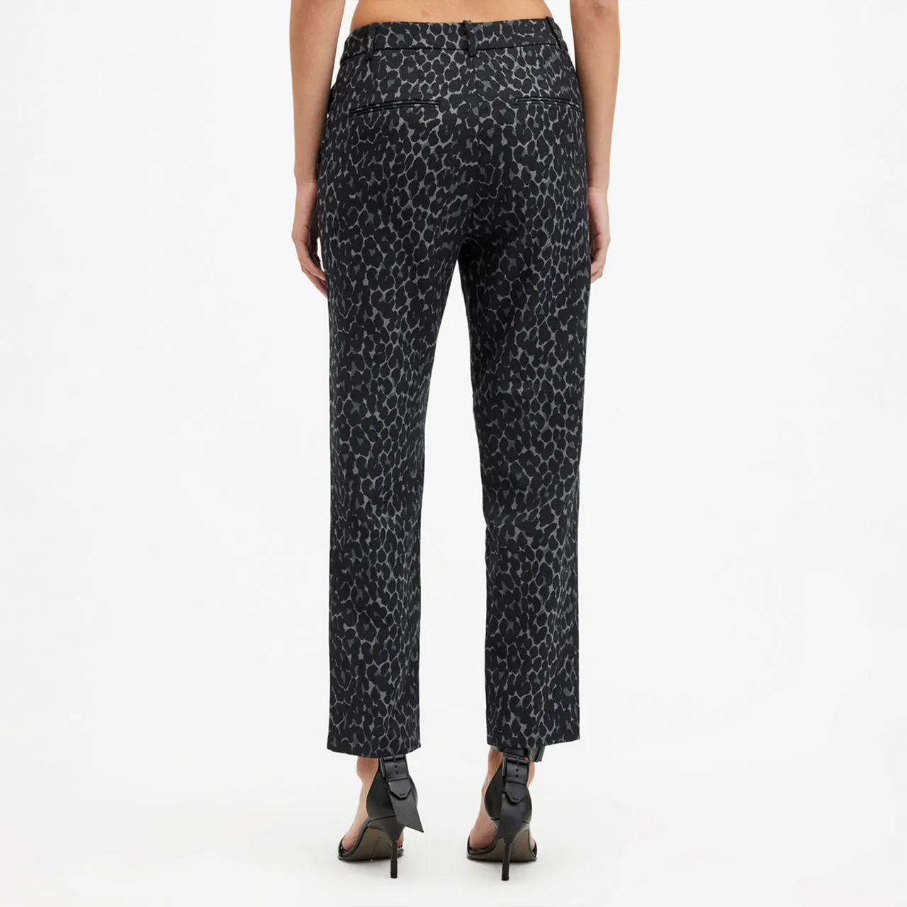 ALLSAINTS Aurora Leopard Mid-Rise Trousers - Grey