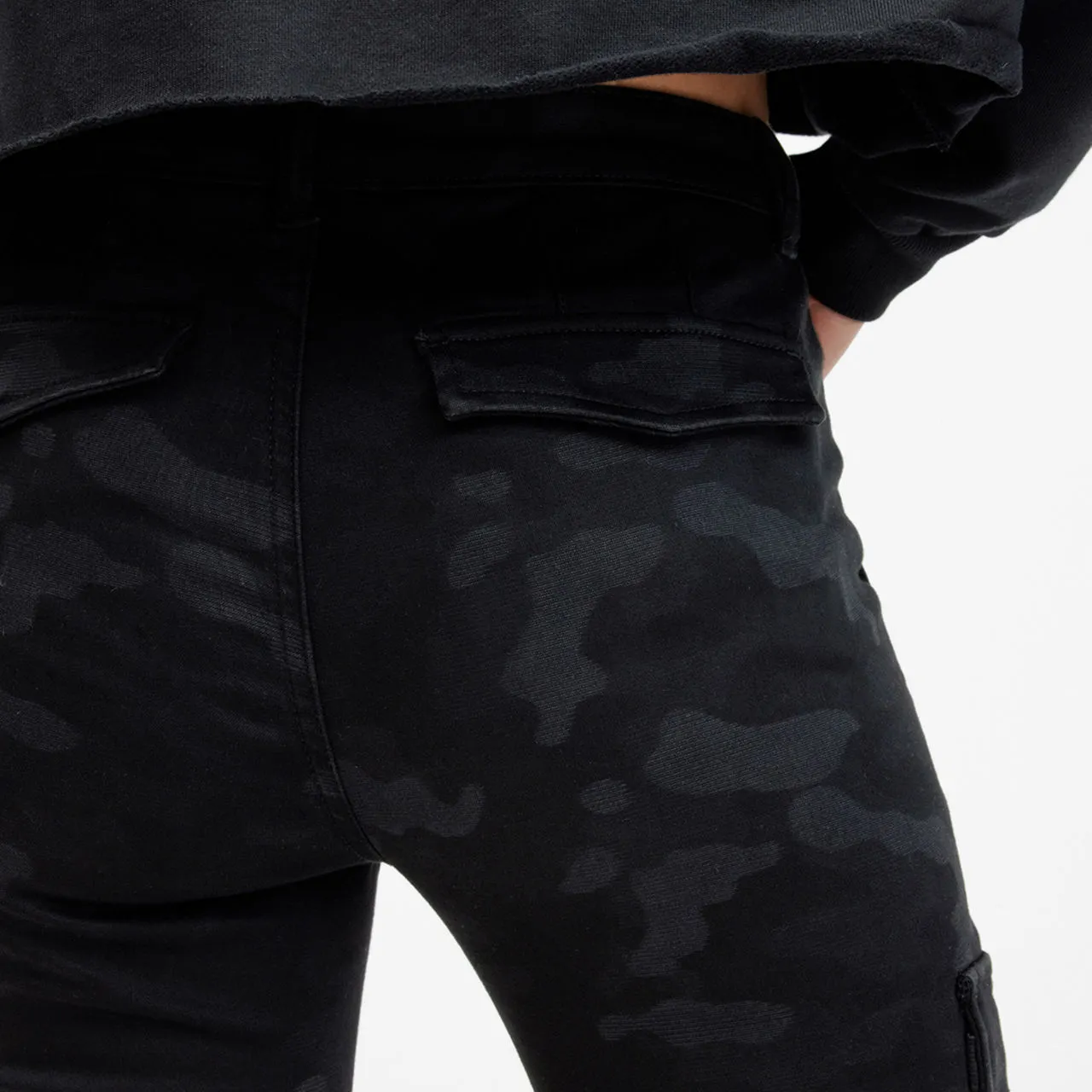 ALLSAINTS Duran Camo Cargo Mid-Rise Skinny Jeans - Black