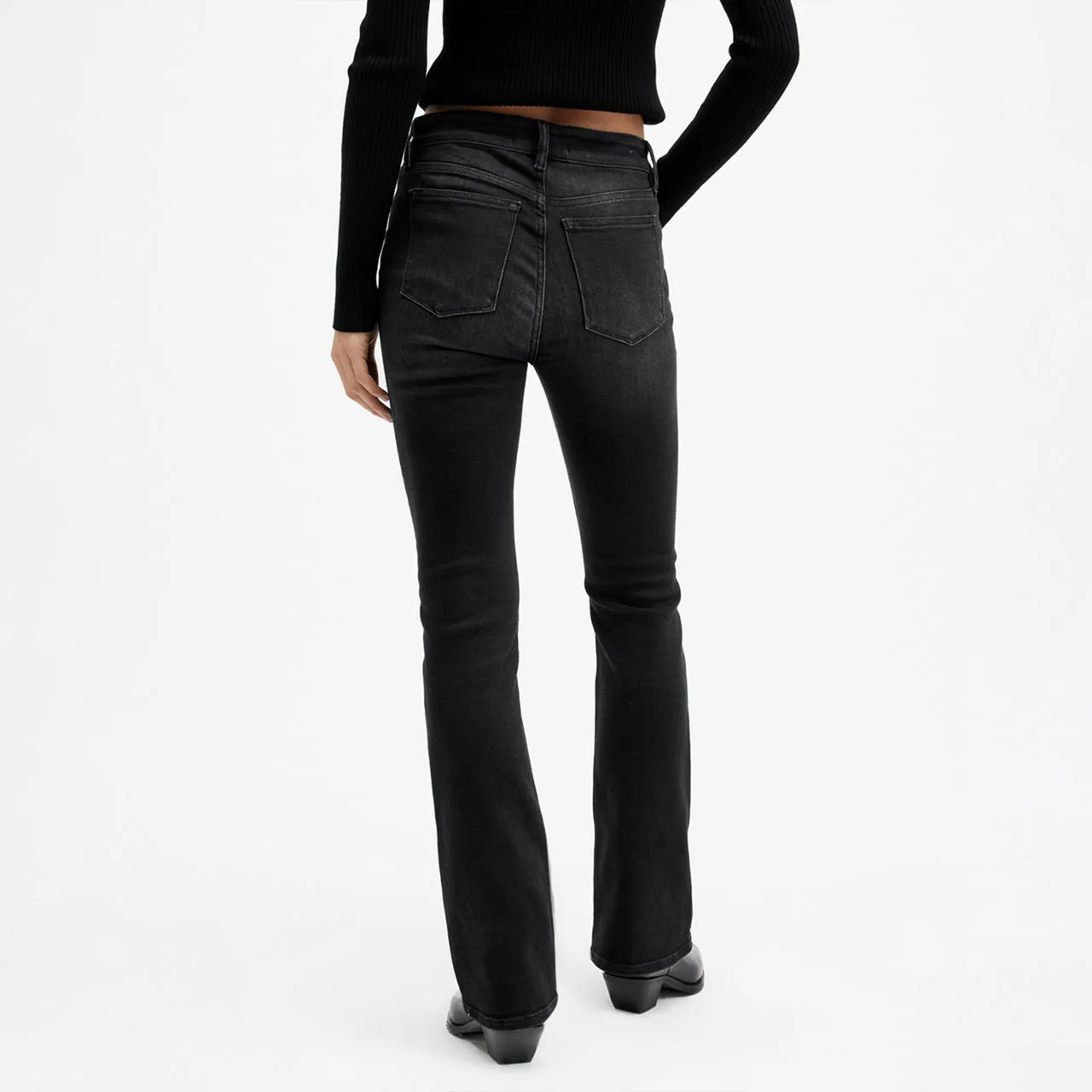 ALLSAINTS Haldan Mid-Rise Bootcut Jeans - Black