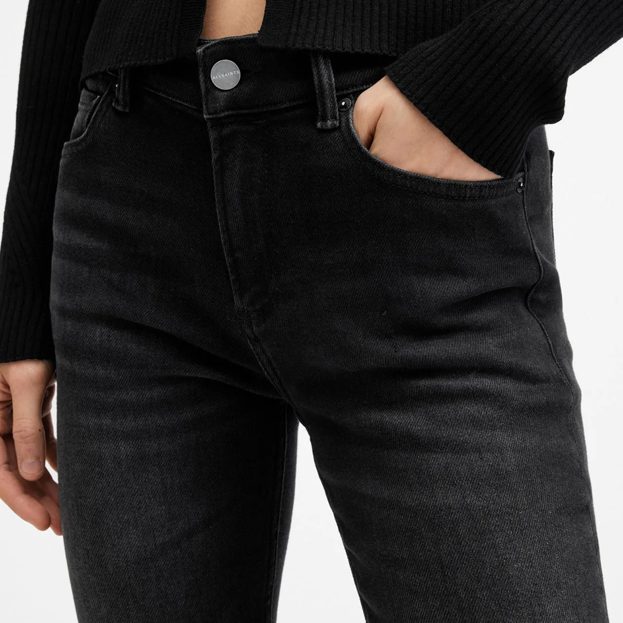 ALLSAINTS Haldan Mid-Rise Bootcut Jeans - Black