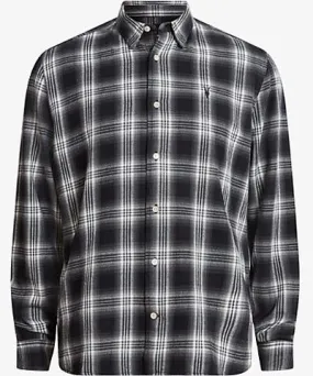 Allsaints Mens Bergman Black Dury long-sleeve checked cotton shirt