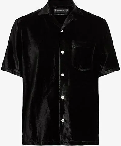 Allsaints Mens Jet Black Runa short-sleeve woven shirt