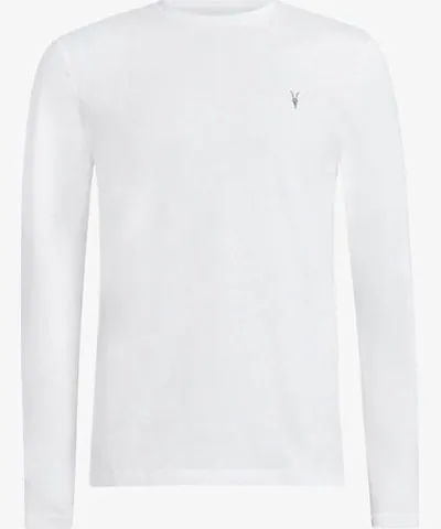 Allsaints Mens Optic White Brace embroidered-appliqué organic-cotton T-shirt