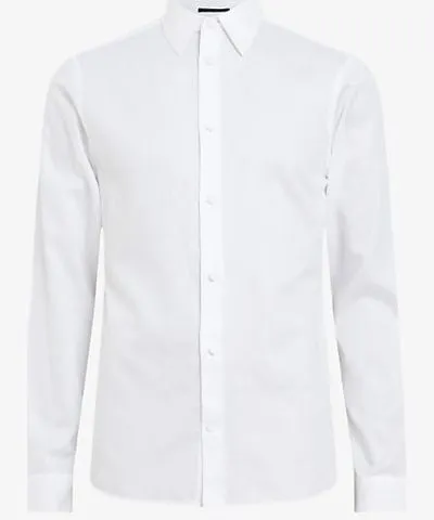 Allsaints Mens White Echo long-sleeve cotton shirt