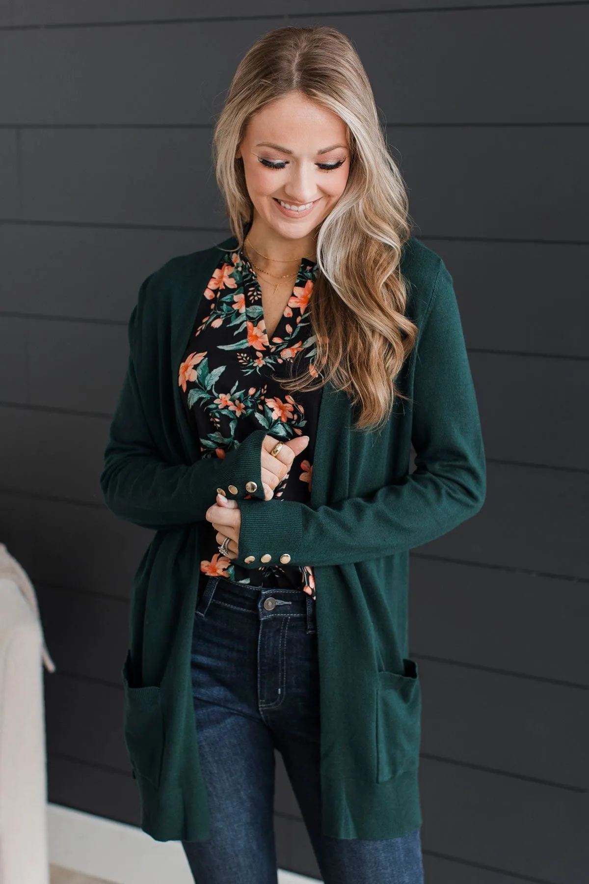 Always Impressive Knit Cardigan- Hunter Green