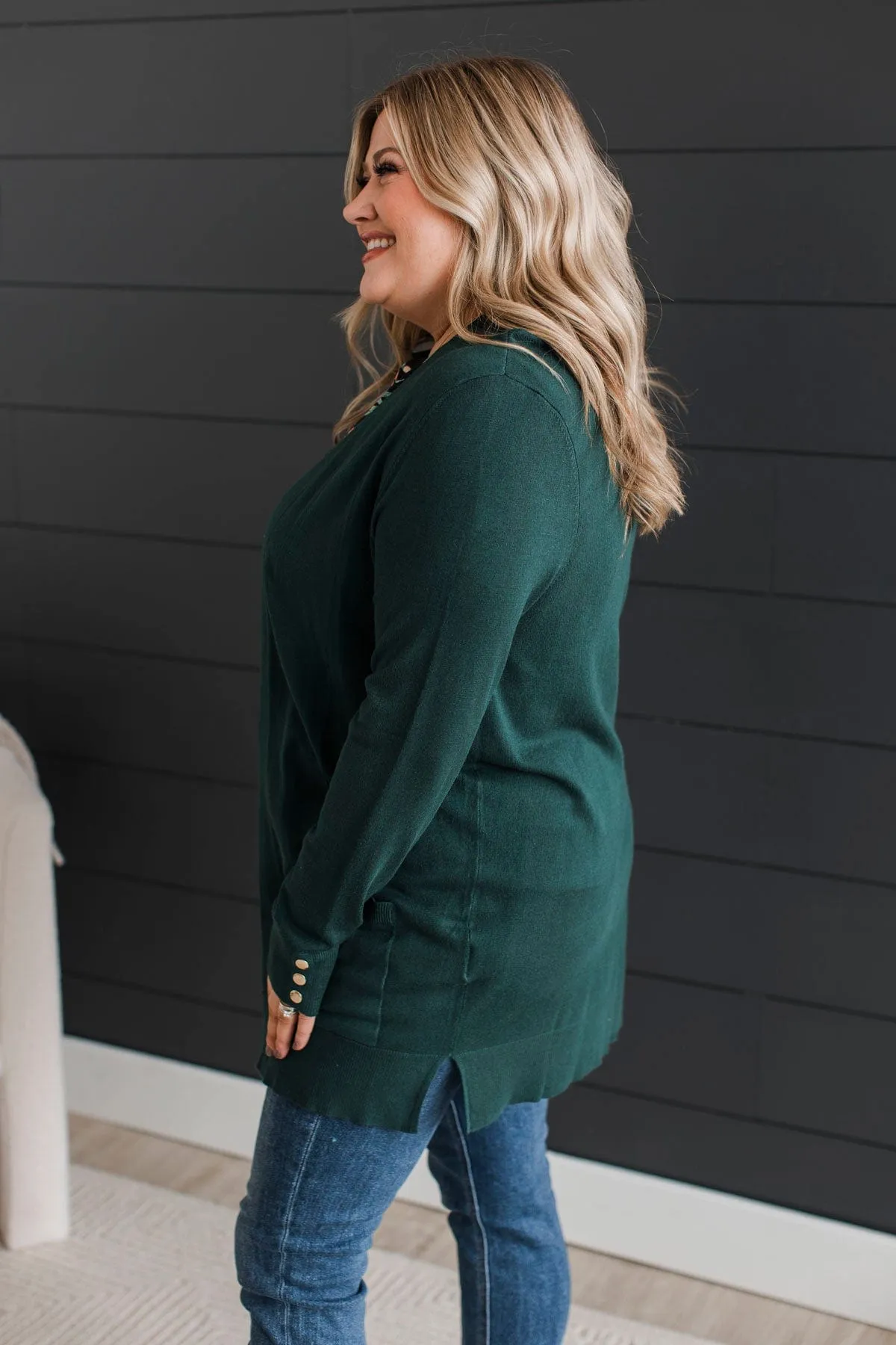 Always Impressive Knit Cardigan- Hunter Green