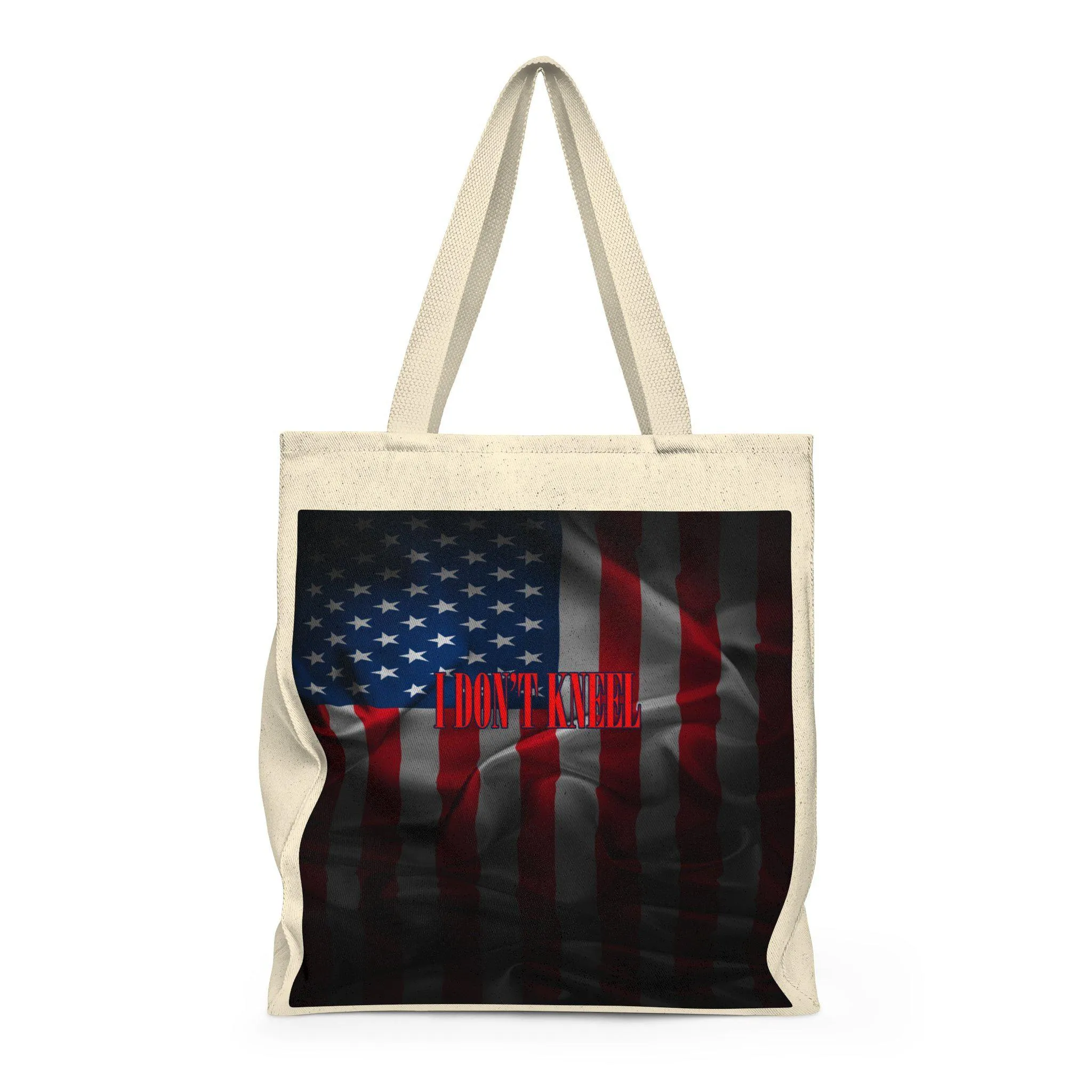 American Flag Dark I Don't Kneel Shoulder Tote Bag - Roomy