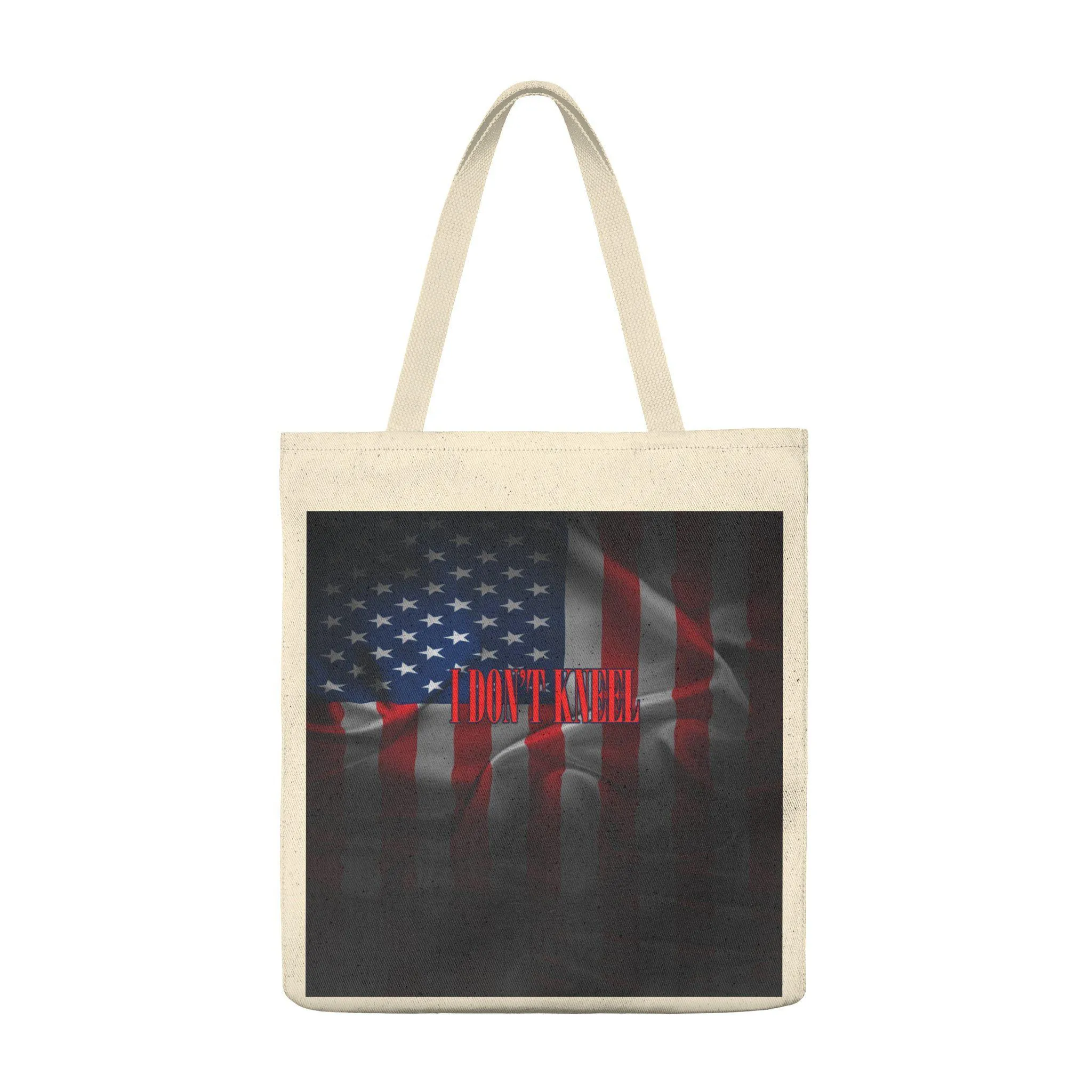 American Flag Dark I Don't Kneel Shoulder Tote Bag - Roomy