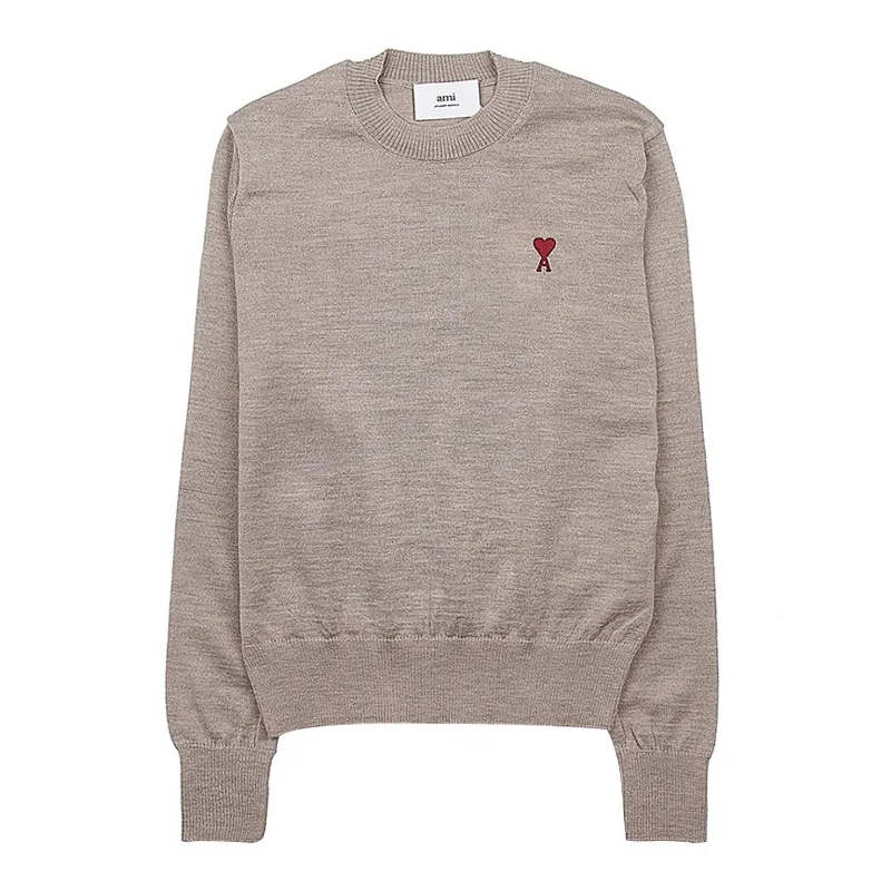 AMI PARIS  |Crew Neck Pullovers Heart Wool Street Style Long Sleeves