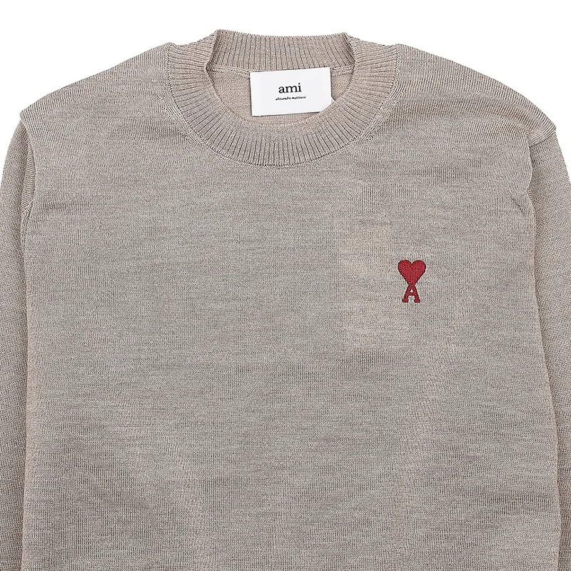 AMI PARIS  |Crew Neck Pullovers Heart Wool Street Style Long Sleeves