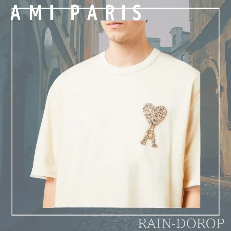 AMI PARIS  |Crew Neck Pullovers Unisex Street Style Plain Cotton