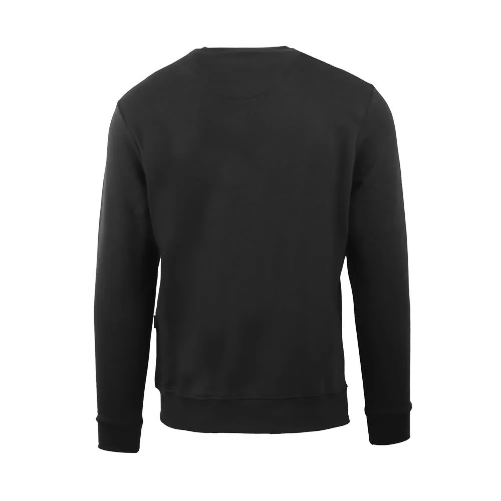 Aquascutum Mens Long Sleeved/Crew Neck Sweater with Crown Design in Black