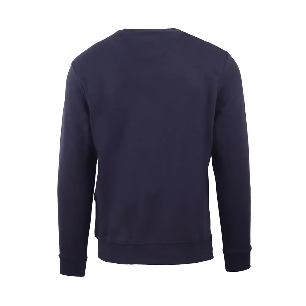 Aquascutum Mens Long Sleeved/Crew Neck Sweater with Crown Design in Navy