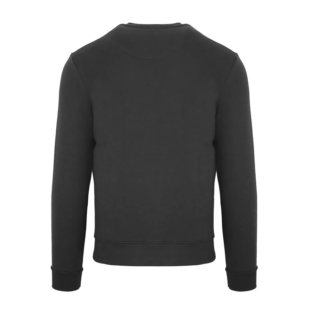 Aquascutum Mens Long Sleeved/Crew Neck Sweater with Small Crown Design in Black