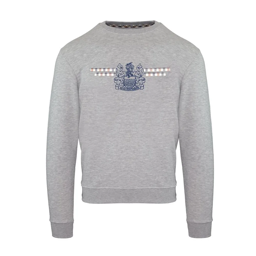 Aquascutum Mens Long Sleeved/Crew Neck Sweater with Small Crown Design in Grey