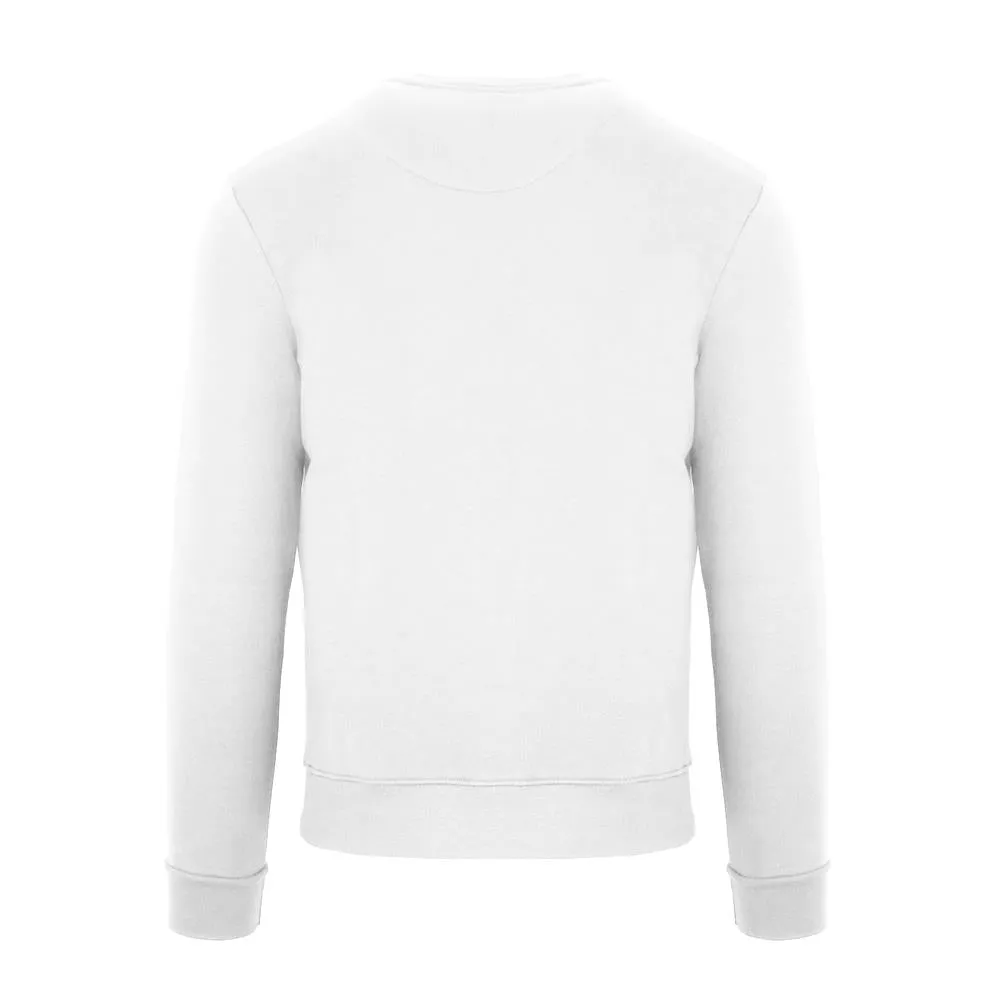 Aquascutum Mens Long Sleeved/Crew Neck Sweater with Small Crown Design in White