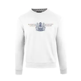 Aquascutum Mens Long Sleeved/Crew Neck Sweater with Small Crown Design in White