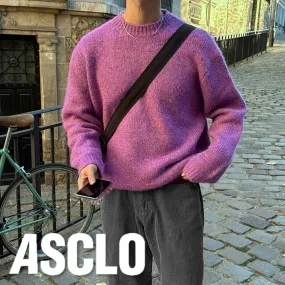 ASCLO  |Crew Neck Pullovers Unisex Wool Nylon Street Style