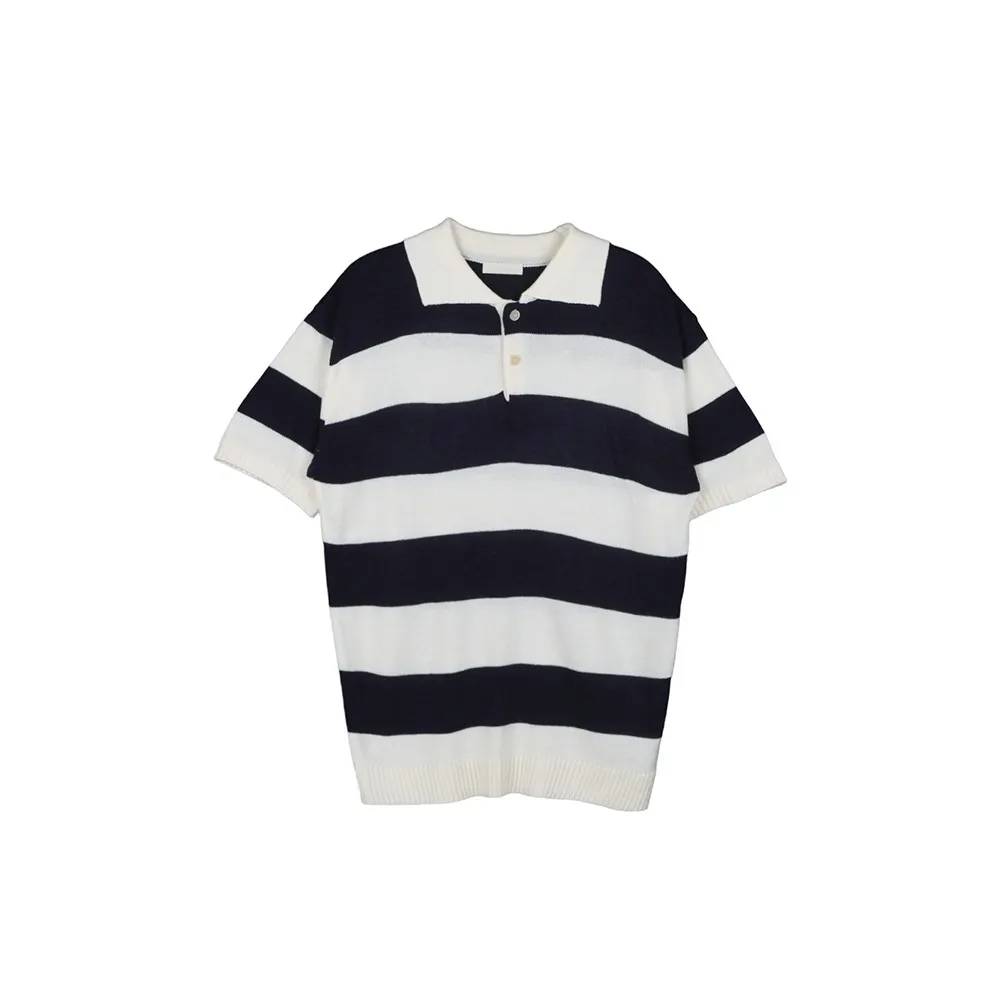 ASCLO  |Pullovers Stripes Unisex Street Style Bi-color Short Sleeves