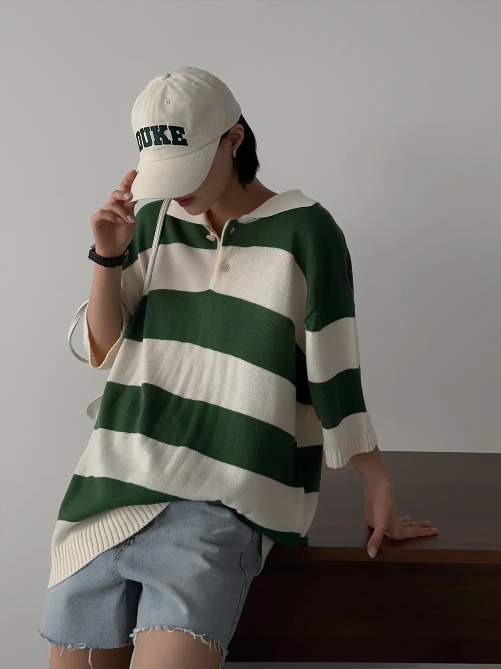 ASCLO  |Pullovers Stripes Unisex Street Style Bi-color Short Sleeves