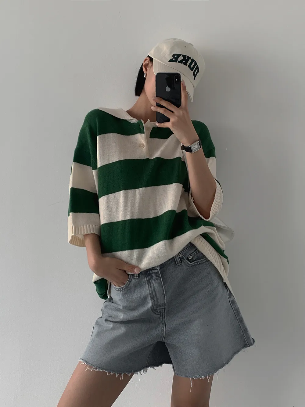 ASCLO  |Pullovers Stripes Unisex Street Style Bi-color Short Sleeves