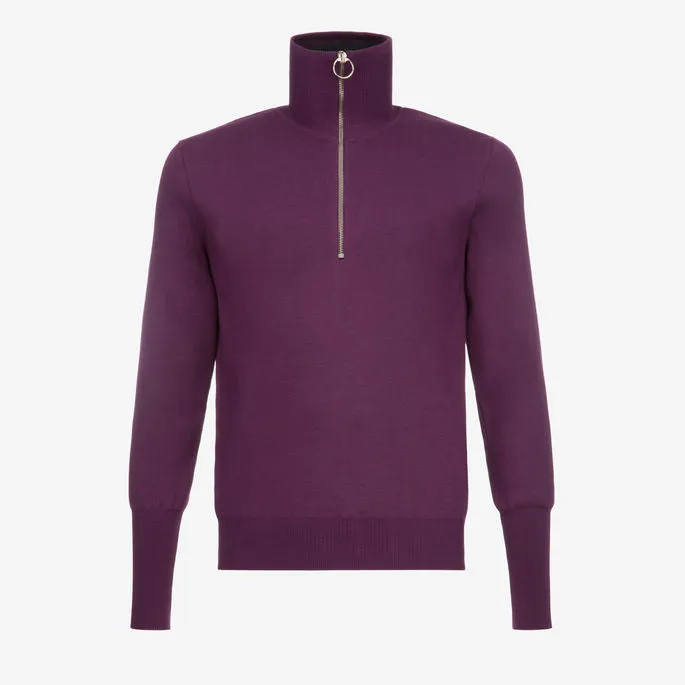 Bally Mens 1/4 Zip Up Sweater in Purple