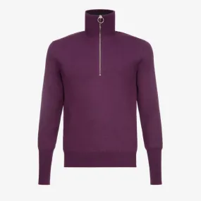 Bally Mens 1/4 Zip Up Sweater in Purple