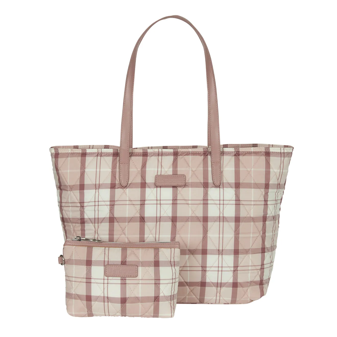 Barbour Womens Wetherham Quilted Tartan Tote Bag Dewberry