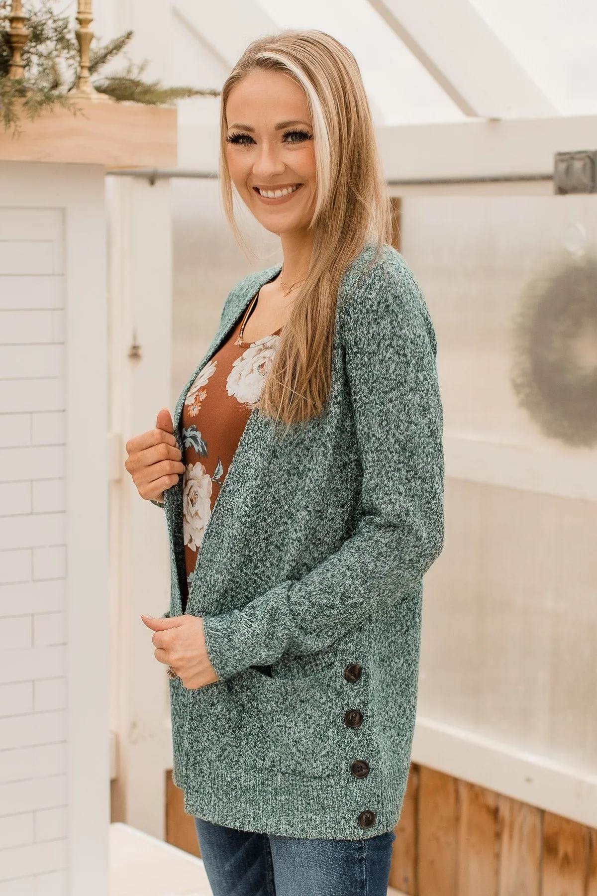 Beautiful Moments Knit Cardigan- Forest Green