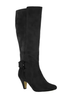 BELLA VITA Womens Black Buckle Accent Padded Troy Ii Almond Toe Zip-Up Heeled Boots N