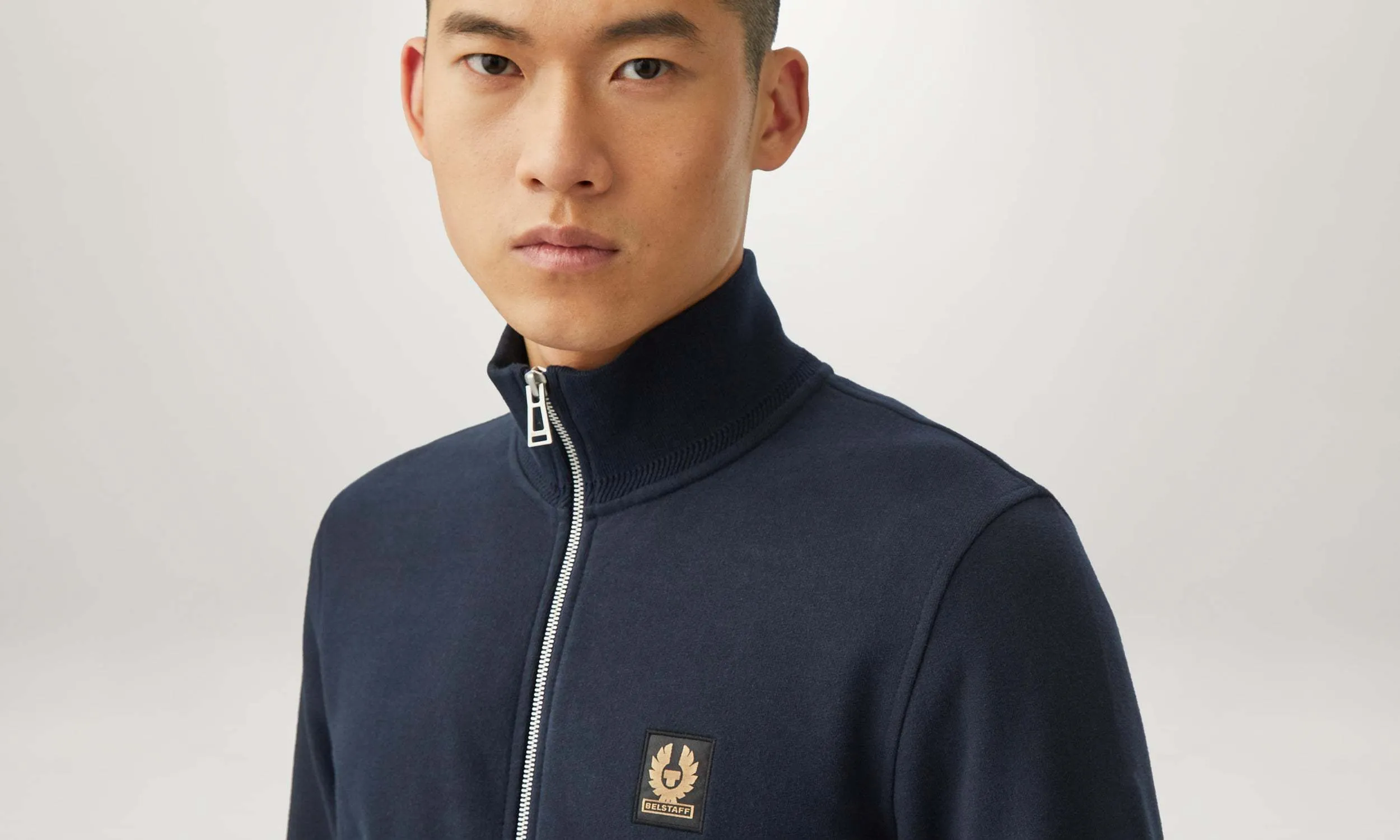 BELSTAFF  |Long Sleeves Plain Cotton Logo Sweatshirts