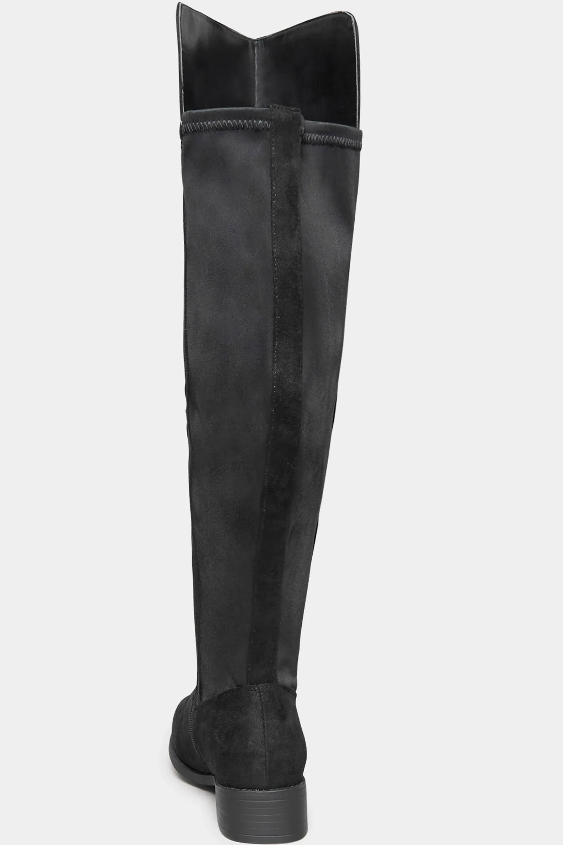 Black Faux Suede Stretch Over The Knee Boots In Wide E Fit & Extra Wide EEE Fit