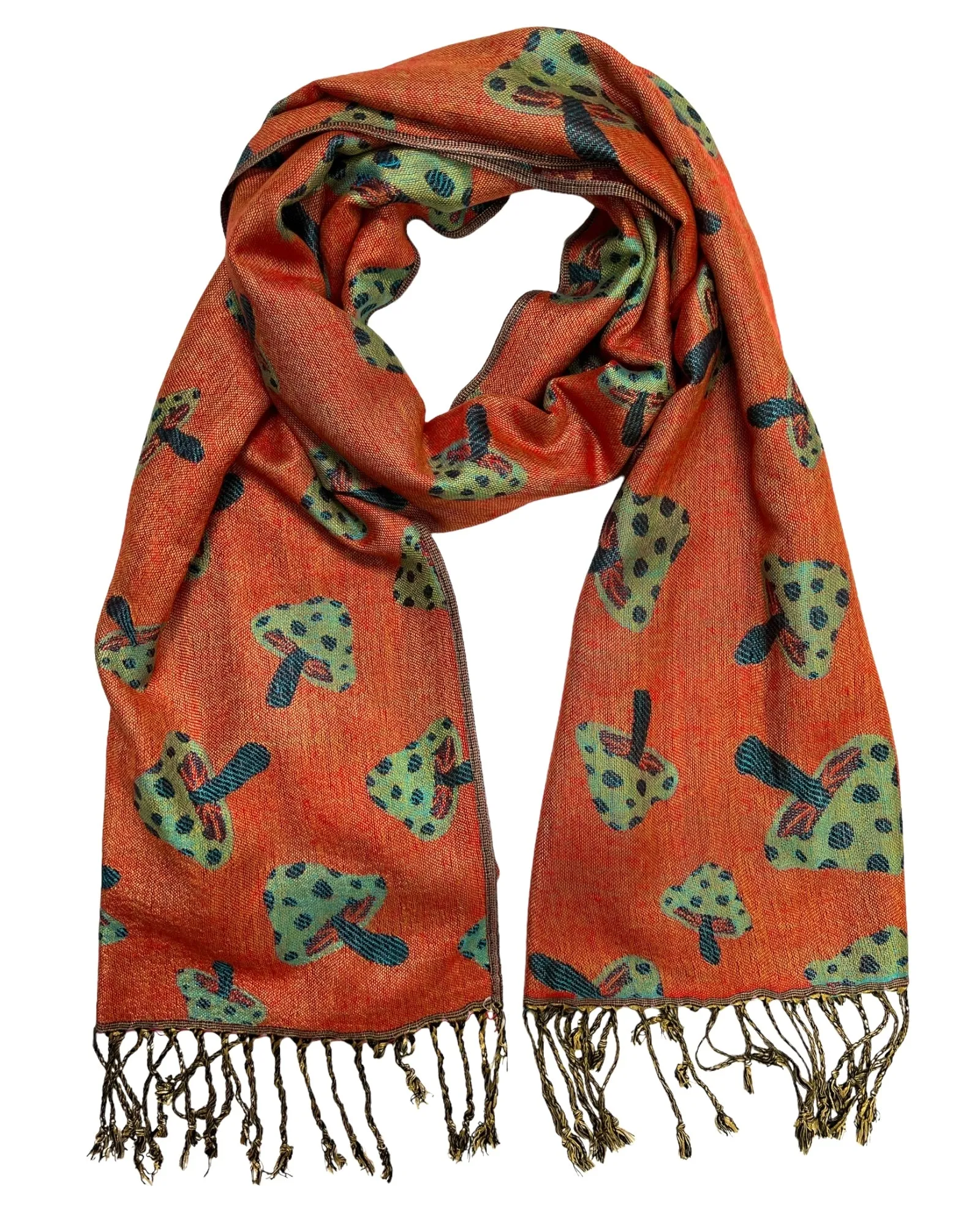 Blue & Orange Reversible Mushroom Rave Pashmina