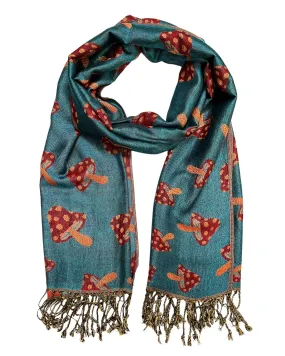 Blue & Orange Reversible Mushroom Rave Pashmina