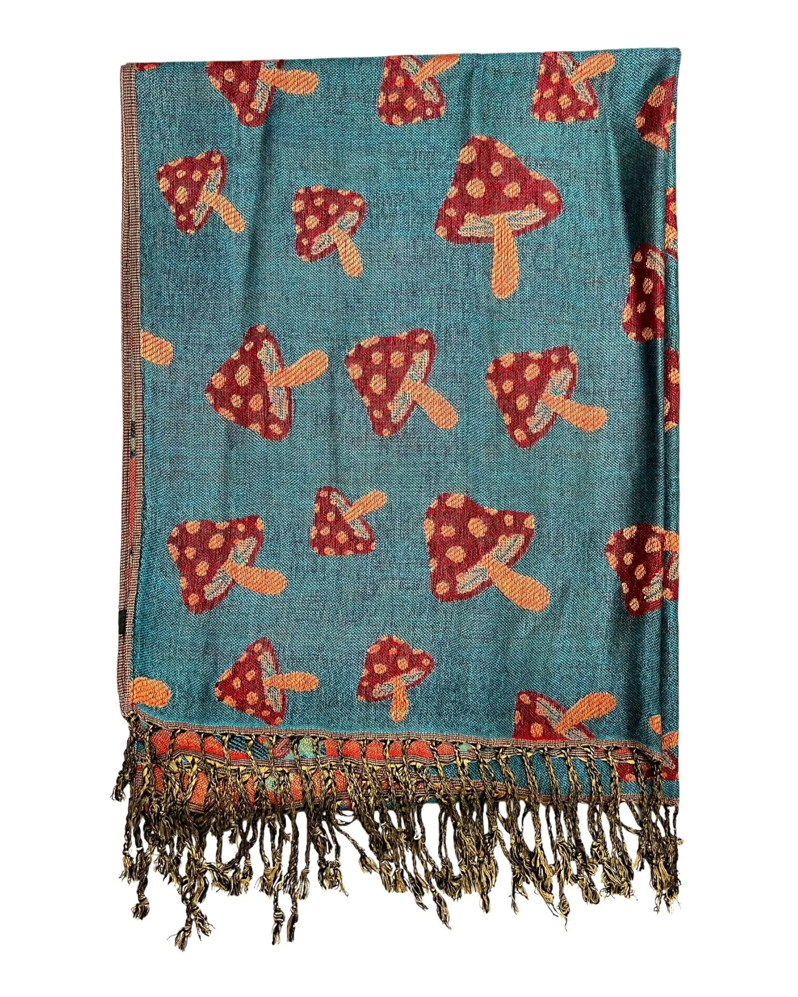 Blue & Orange Reversible Mushroom Rave Pashmina