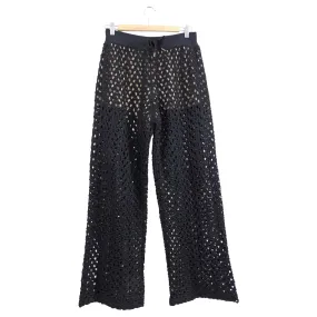 Brunello Cucinelli Black Open Knit Sequin Wide Leg Jogger Pants - S (4/6)