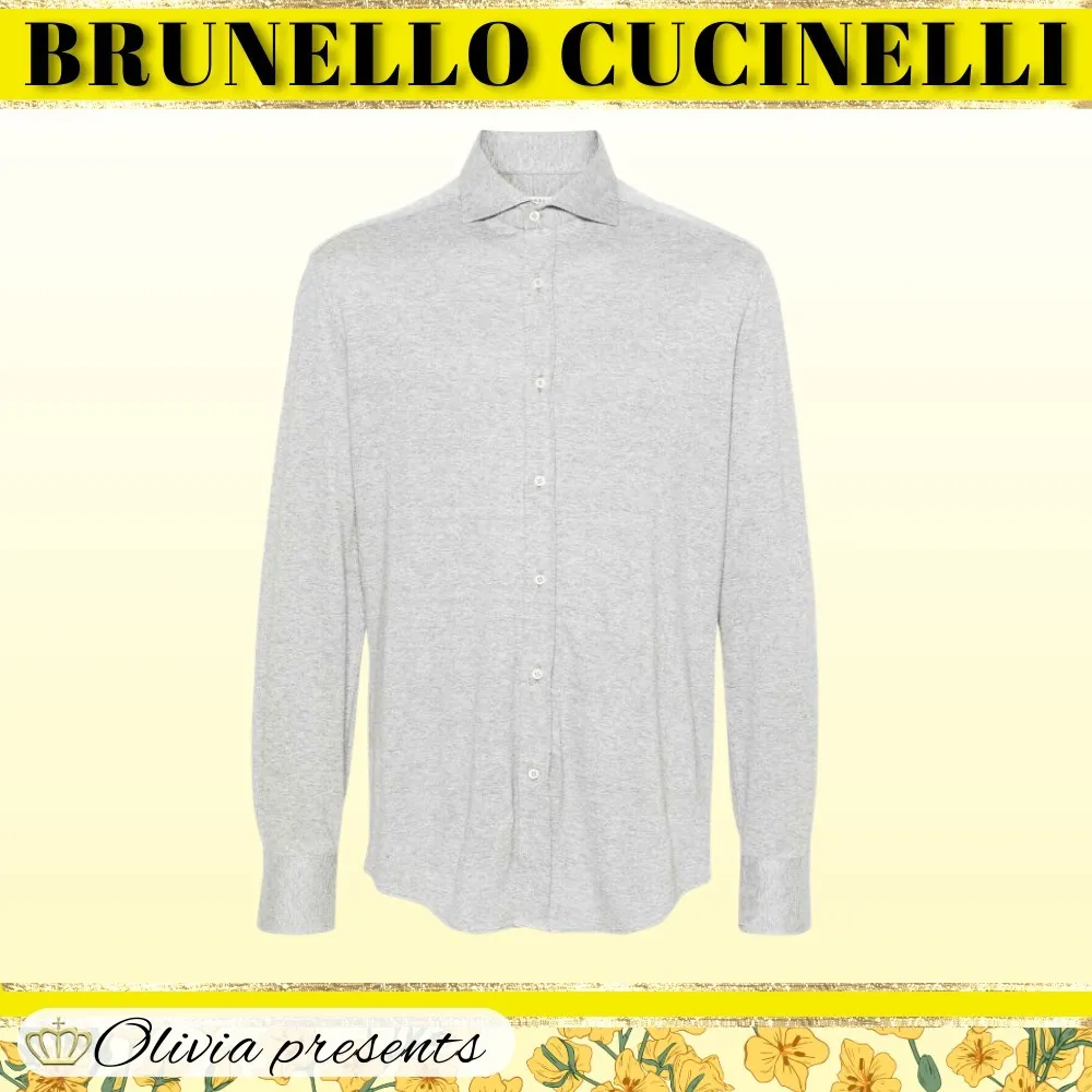 BRUNELLO CUCINELLI  |Linen Long Sleeves Plain Cotton Shirts