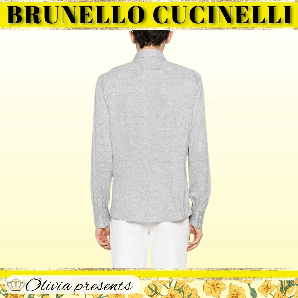 BRUNELLO CUCINELLI  |Linen Long Sleeves Plain Cotton Shirts