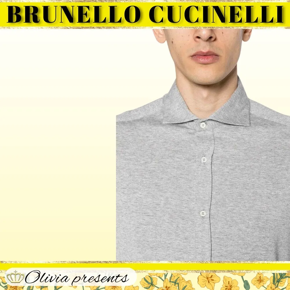 BRUNELLO CUCINELLI  |Linen Long Sleeves Plain Cotton Shirts