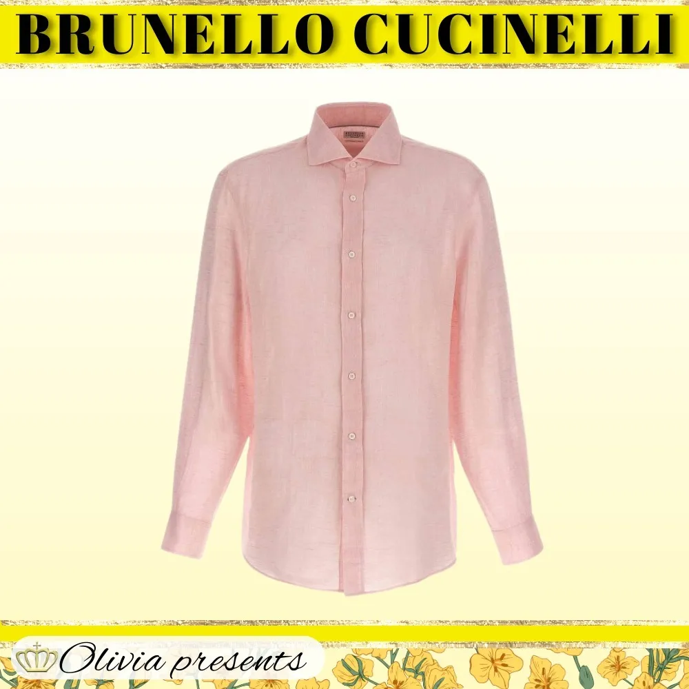 BRUNELLO CUCINELLI  |Linen Long Sleeves Plain Shirts