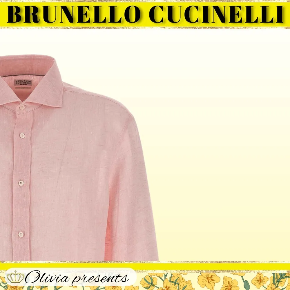 BRUNELLO CUCINELLI  |Linen Long Sleeves Plain Shirts