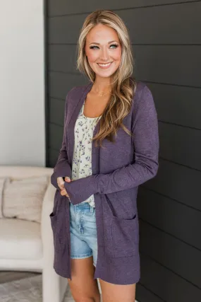 Can't Resist This Knit Cardigan- Eggplant