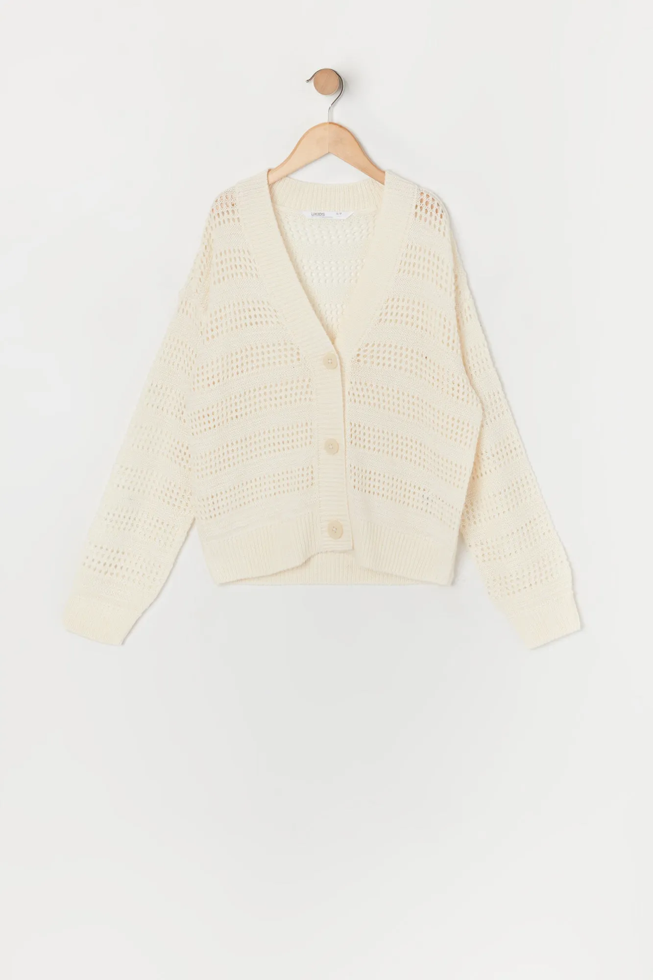 Cardigan en tricot ajouré pour fille