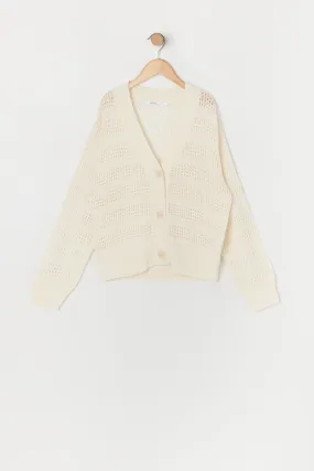 Cardigan en tricot ajouré pour fille