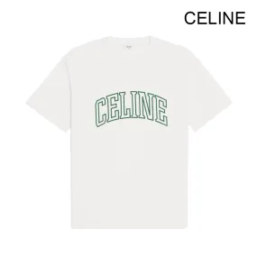 CELINE  |Crew Neck Pullovers Unisex Street Style Cotton Short Sleeves